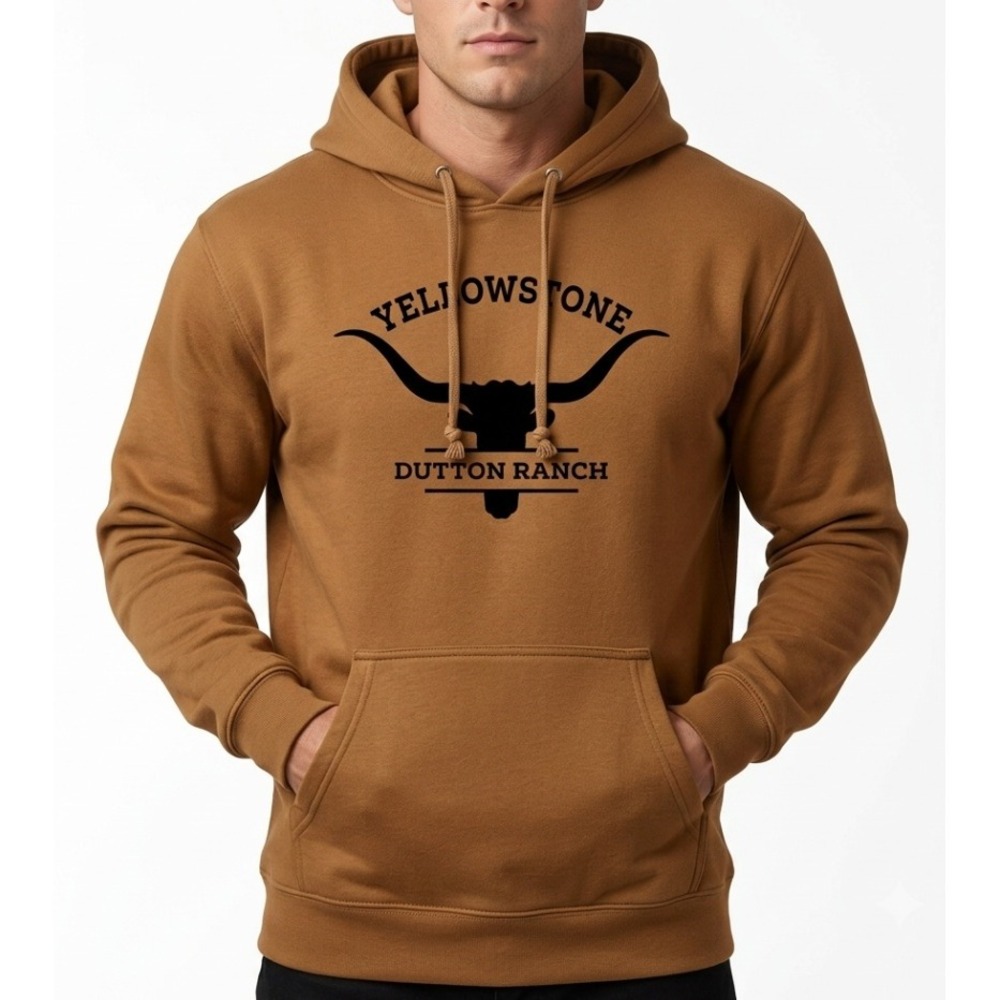 Yellowstone Dutton Ranch Hoodie Mens Large‎ Brown Graphic Western Pullover Ranch